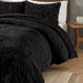 Blair - Ruched Fur Down Alternative Comforter Set - Black - Simple Home Plus