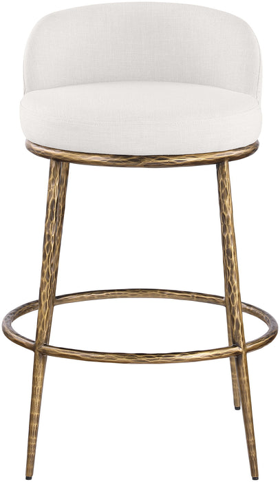 Ferro - Performance Fabric Upholstered Bar Stool - Cream / Antique Brass - Simple Home Plus