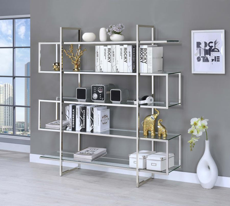 Elmer - 5-Shelf Bookshelf - Clear And Chrome - Simple Home Plus