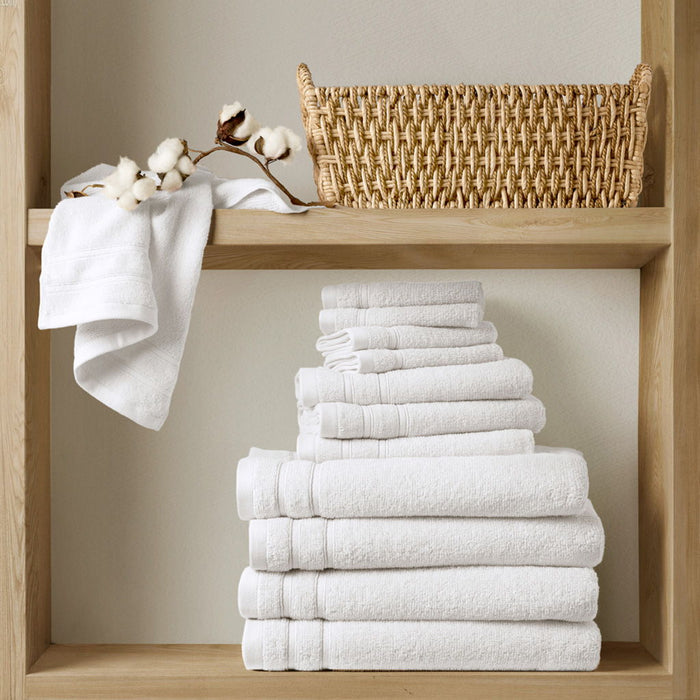 400GSM Essential Bundle Quick Dry 12 Piece Towel Set - White - Simple Home Plus