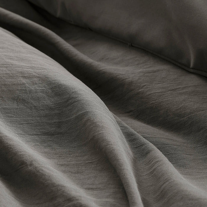 Porter - Full Soft Washed Pleated Comforter Set - Gray - Simple Home Plus