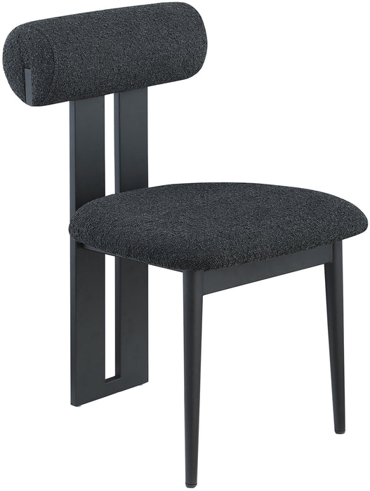 Dario - Boucle Dining Chair With Black Frame (Set of 2) - Simple Home Plus