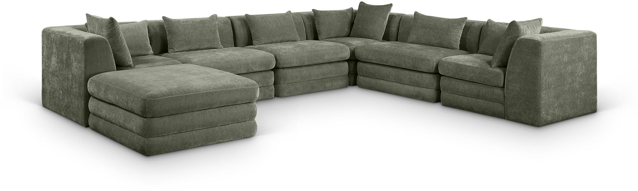 Stellar - 7 Piece Chenille Fabric Upholstered Modular Sectional - Simple Home Plus