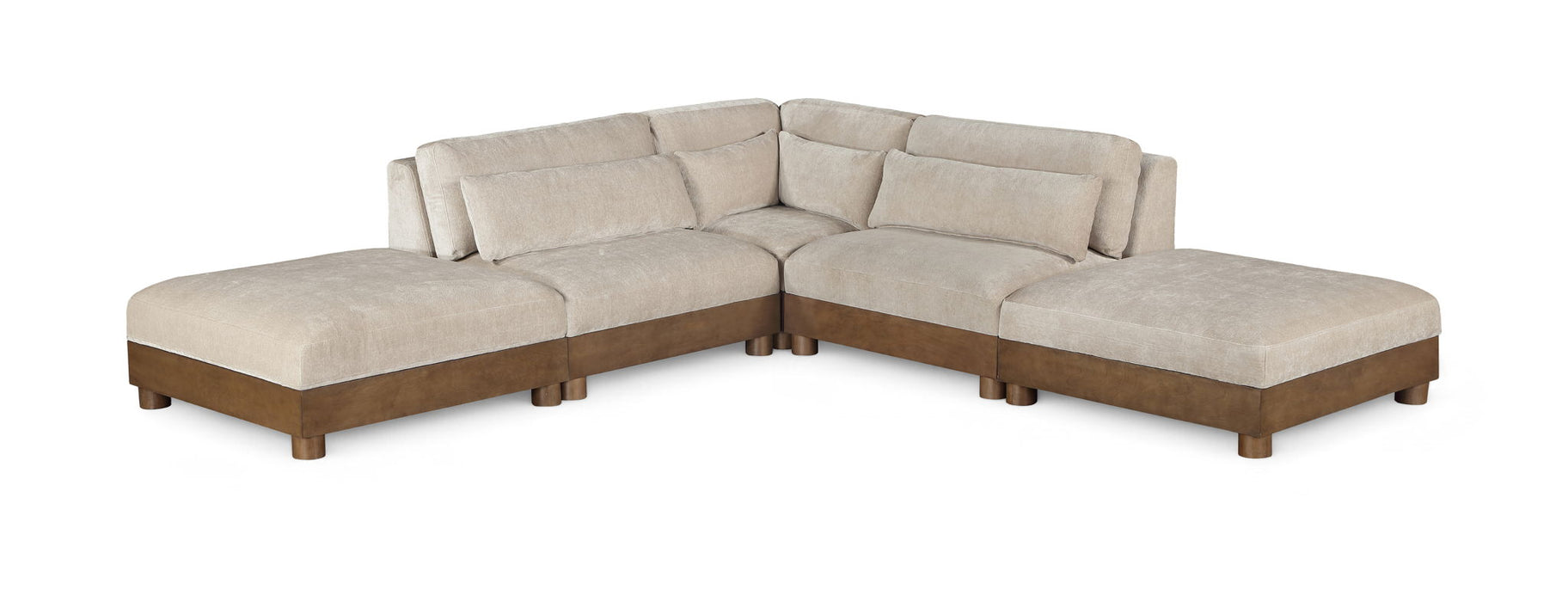 Turin - Chenille Fabric Upholstered Modular Sectional - Taupe - Simple Home Plus