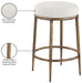 Ferro - Linen Textured Performance Fabric Upholstered Backless Counter Stool - Cream / Brushed Gold - Simple Home Plus