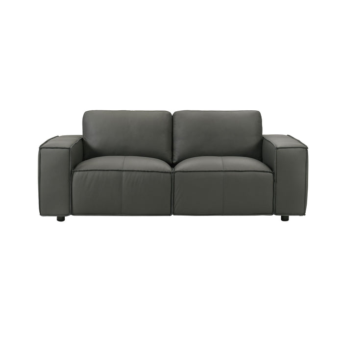 Clayton - Leather Loveseat With Track Arms - Simple Home Plus