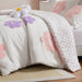 Gracie - Floral Reversible Tufted Chenille Comforter Set With Flower Throw Pillow - White / Purple - Simple Home Plus