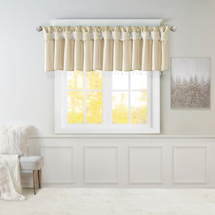 Emilia - Lightweight Valance With Beads - Champagne - Simple Home Plus