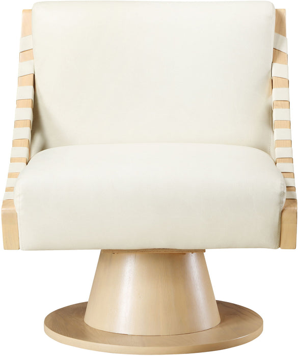 Millwin - Swivel Accent Chair With Natural Base - Simple Home Plus