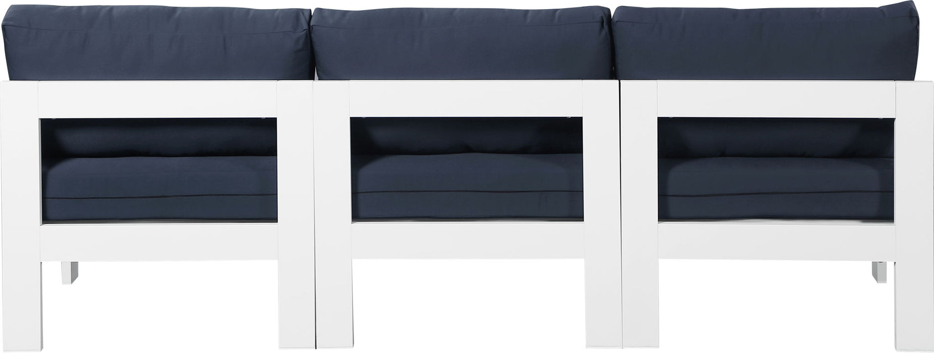Nizuc - Outdoor Patio 3 Seat Armless Modular Sofa With White Frame - Simple Home Plus