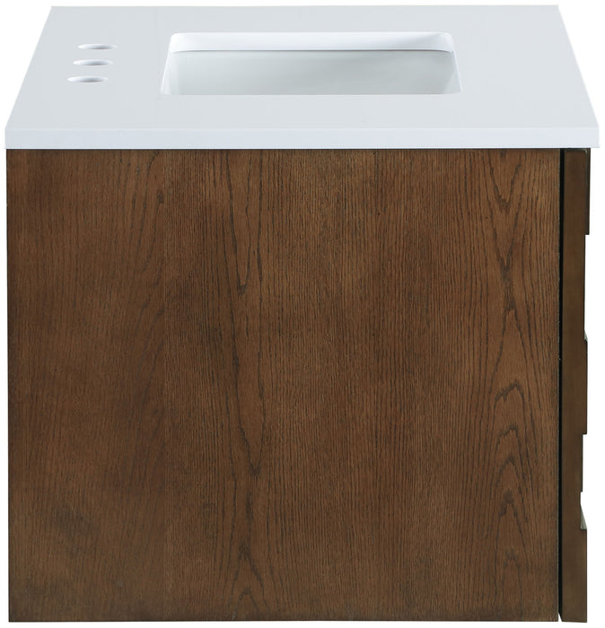 Leonardo - Engineered Stone And Solid Wood 24" Wall Mounted Bathroom Vanity - Simple Home Plus