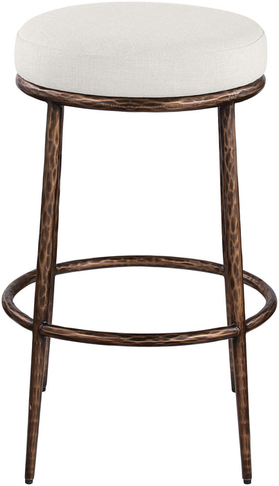Ferro - Performance Fabric Upholstered Backless Bar Stool - Cream / Antique Bronze - Simple Home Plus