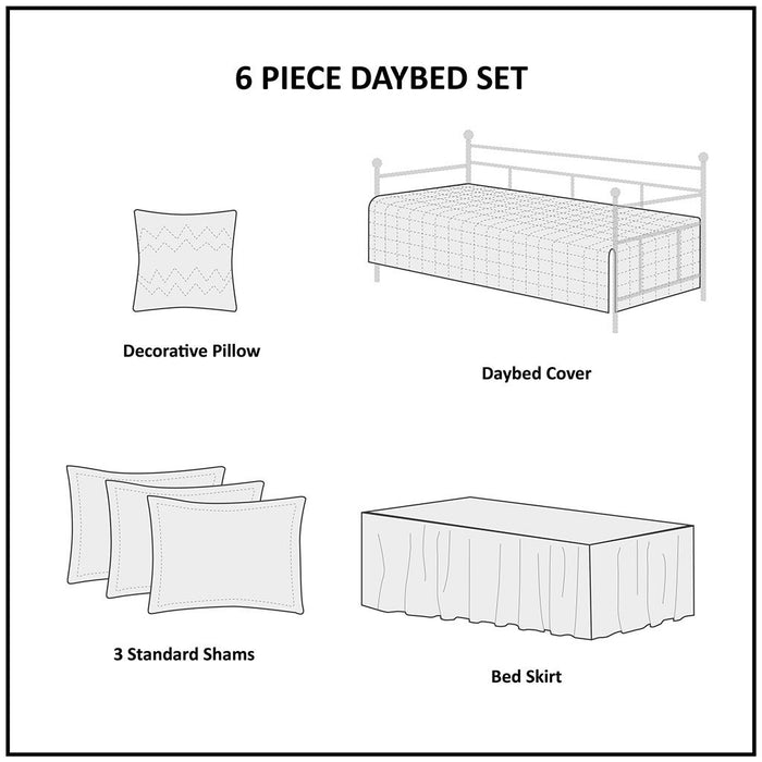 Tuscany - Twin 6 Piece Reversible Scalloped Edge Daybed Cover Set - Blush - Simple Home Plus