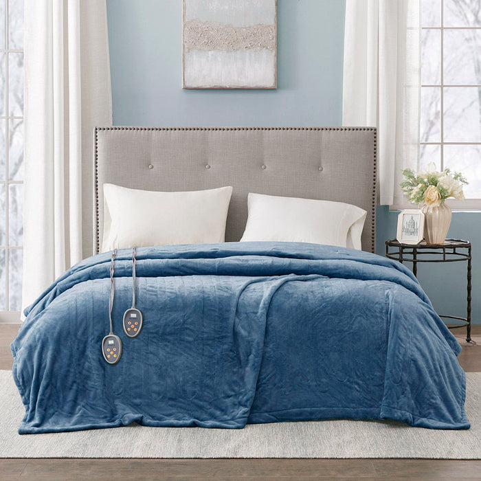 Heated Plush - Queen Blanket - Sapphire Blue - Simple Home Plus