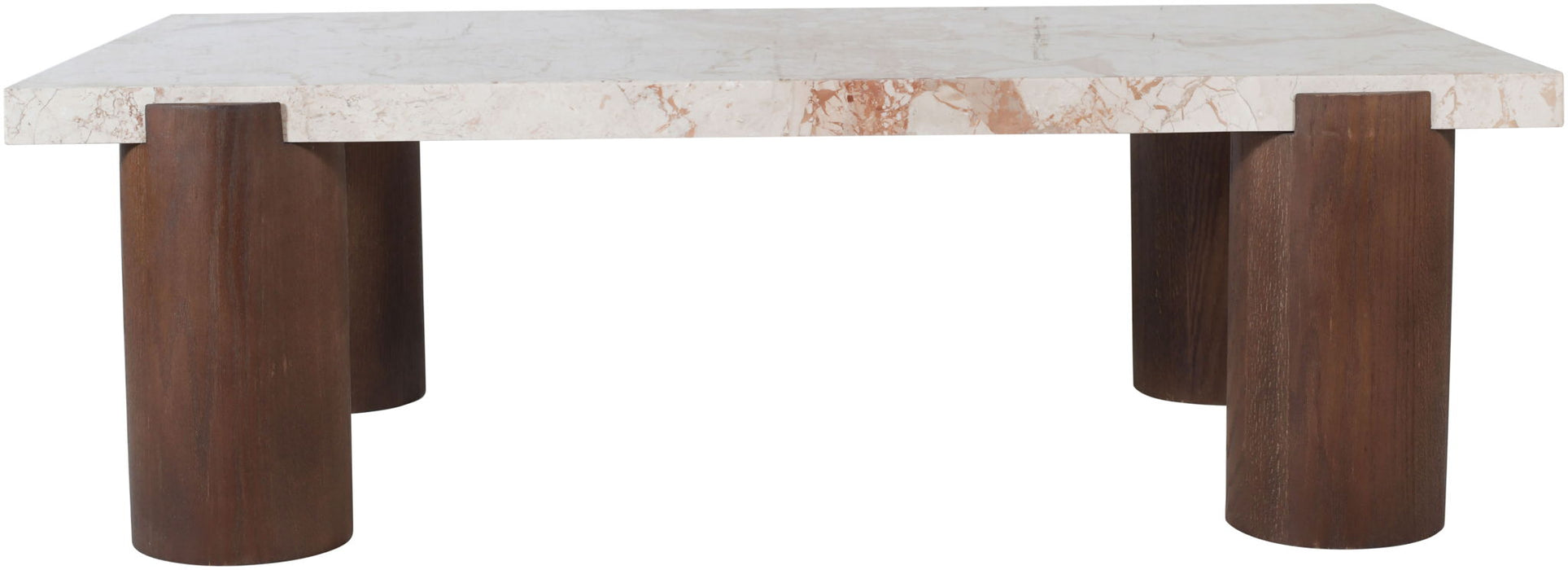 Campania - Marble And Oak Wood Coffee Table - Cream - Simple Home Plus