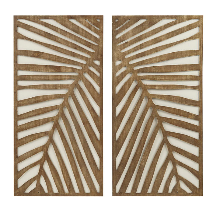 Birch Palms - Carved Wall Panel (Set of 2) - Dark Brown - Simple Home Plus