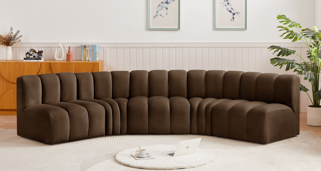 Arc - Velvet 5 Piece U-Shaped Modular Sofa
