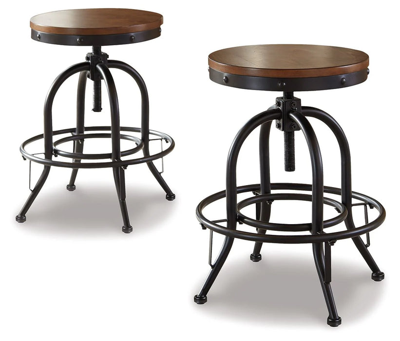 Valebeck - Swivel Barstool (Set of 2) Dark Brown 18''W x 18''D x 24''H