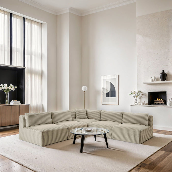 Shaggy - 5 Piece Modular Corner Armless Sectional - Simple Home Plus