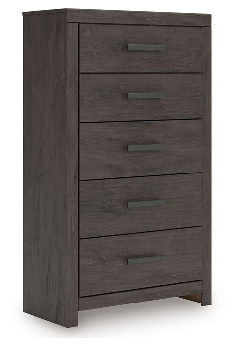 Prendonea - Charcoal - Five Drawer Chest - Simple Home Plus