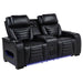Zuma - Faux Leather Dual Power Reclining LED Loveseat - Black - Simple Home Plus