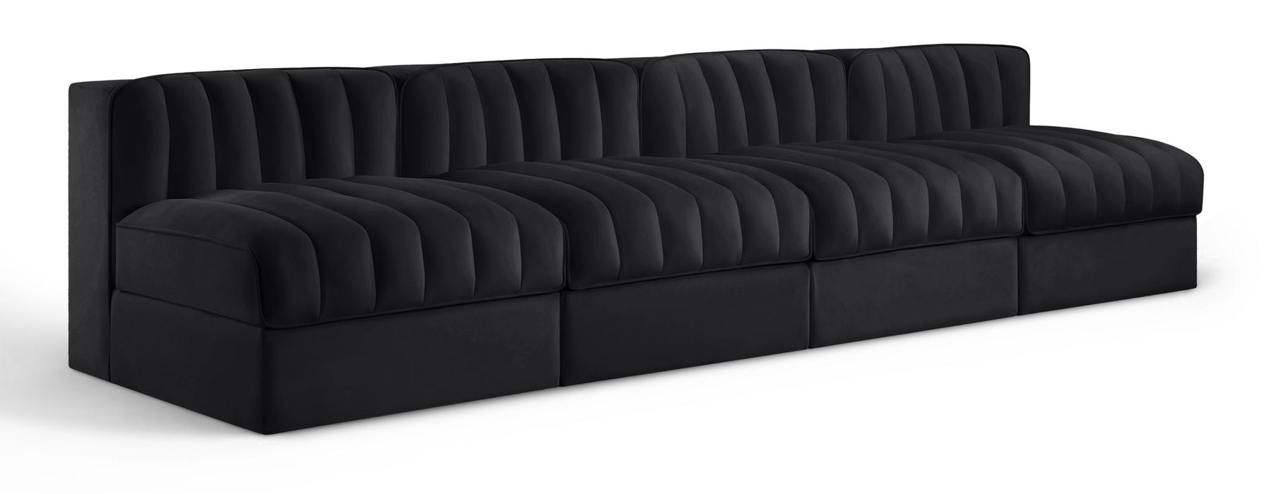 Rummi - Armless Velvet Performance Fabric Upholstered 4 Piece Modular Sofa - Simple Home Plus