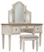 Realyn - White / Brown / Beige - Vanity/Mirror/Stool (Set of 3) - Simple Home Plus