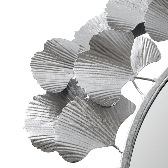 Eden - Eden Gingko Leaf Round Wall Mirror 30.5" - Silver - Simple Home Plus