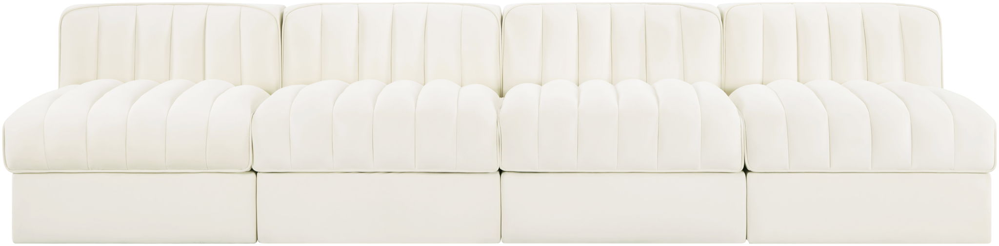Rummi - Armless Velvet Performance Fabric Upholstered 4 Piece Modular Sofa - Simple Home Plus