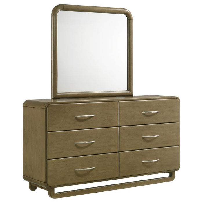 Amsbury - 6-Drawer Dresser And Mirror - Nutmeg - Simple Home Plus