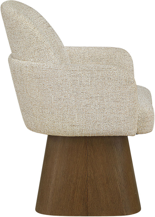 Marlowe - Linen Textured Fabric Upholstered Swivel Dining Arm Chair - Stained Brown - Simple Home Plus