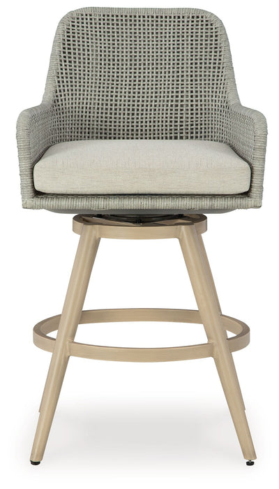 Seton Creek - Beige / Gray - Barstool With Cushion (Set of 2) - Simple Home Plus