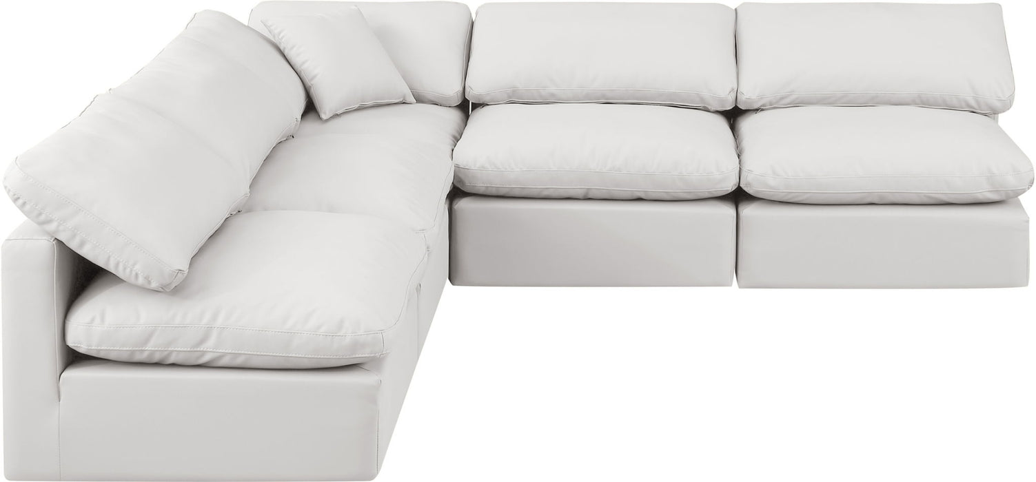 Indulge - Faux Leather 5 Piece Modular Corner Armless Sectional - Simple Home Plus