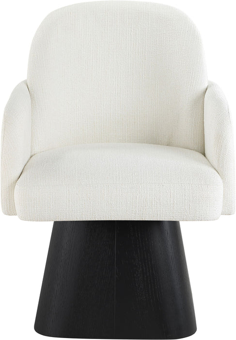 Marlowe - Linen Textured Fabric Upholstered Swivel Dining Arm Chair - Stained Black - Simple Home Plus