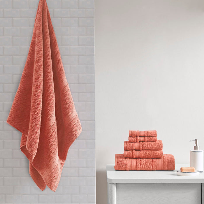 Adrien - 6 Piece Towel Set - Coral - Simple Home Plus