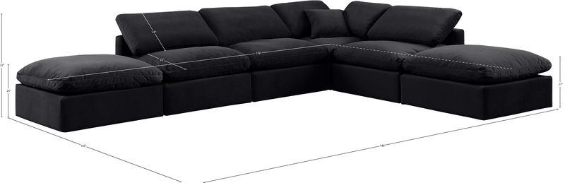 Indulge - Velvet 6 Piece Modular Armless Sectional