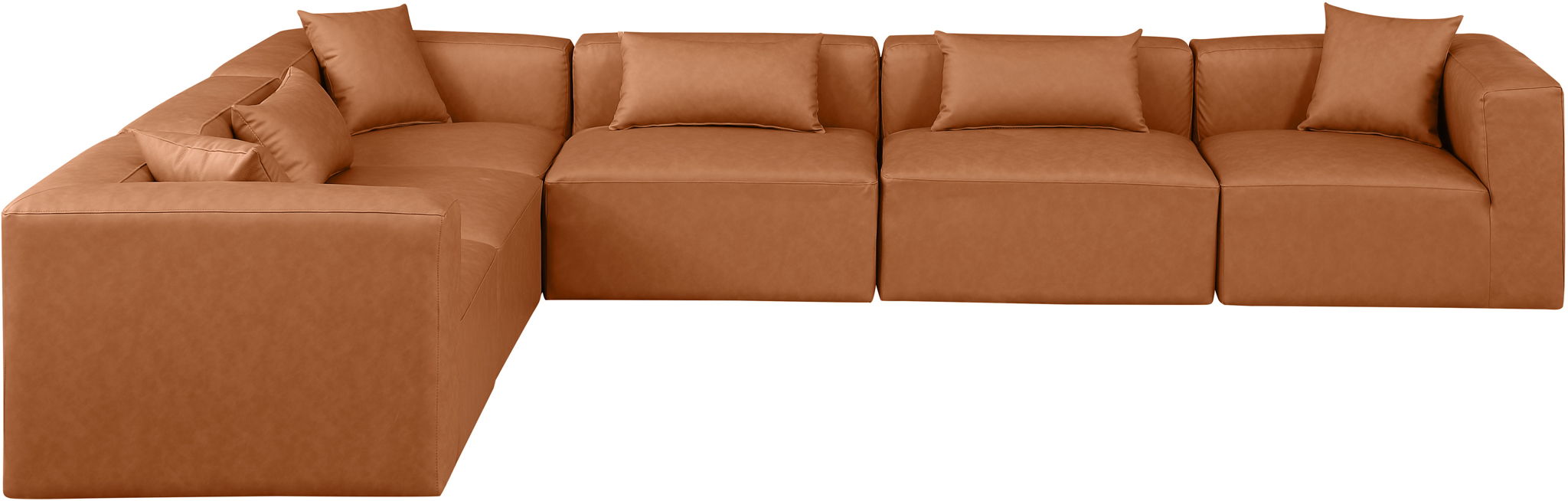 Cube - 6 Piece Modular Corner Sectional - Cognac - Simple Home Plus