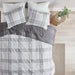 Pike - Plaid Reversible Comforter Set - White / Gray - Simple Home Plus