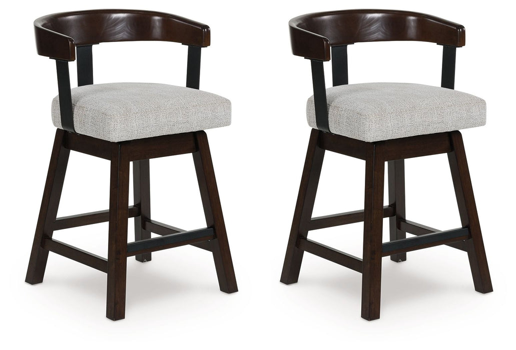 Haddigan - Dark Brown - Upholstered Swivel Barstool (Set of 2) - Simple Home Plus
