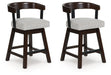 Haddigan - Dark Brown - Upholstered Swivel Barstool (Set of 2) - Simple Home Plus