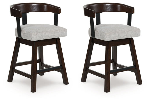 Haddigan - Dark Brown - Upholstered Swivel Barstool (Set of 2) - Simple Home Plus