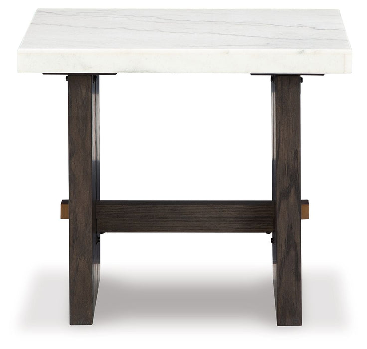 Burkhaus - White / Dark Brown - Rectangular End Table - Simple Home Plus
