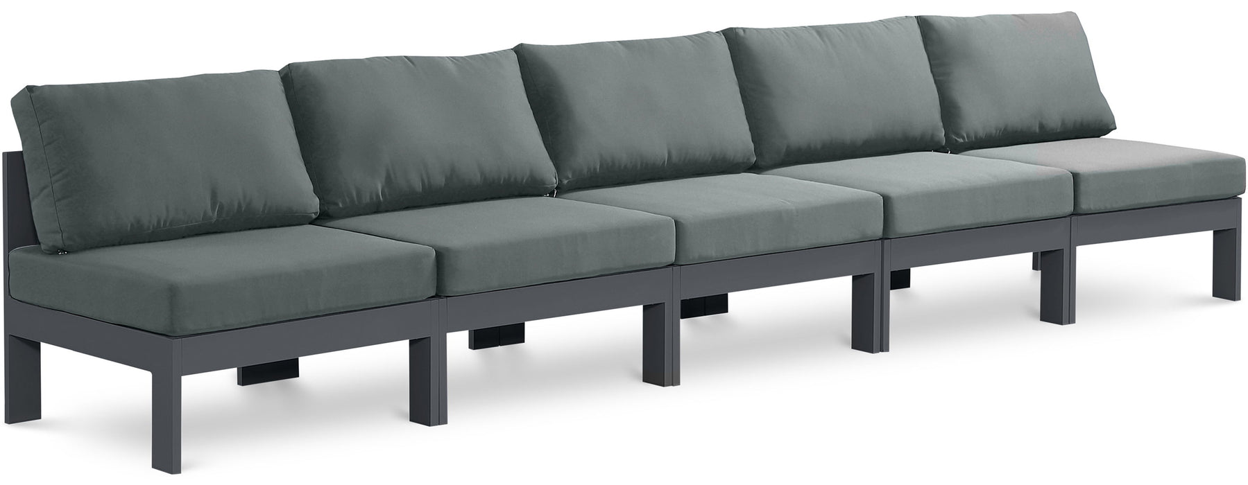 Nizuc - Outdoor Patio 5 Seat Modular Armless Sofa With Gray Frame - Simple Home Plus