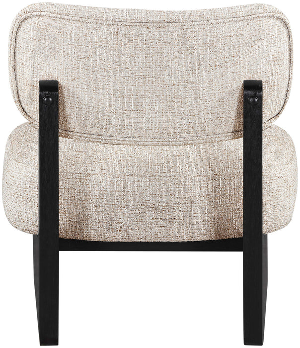 Vetra - Linen Textured Fabric Upholstered Accent Chair With Black Base - Simple Home Plus