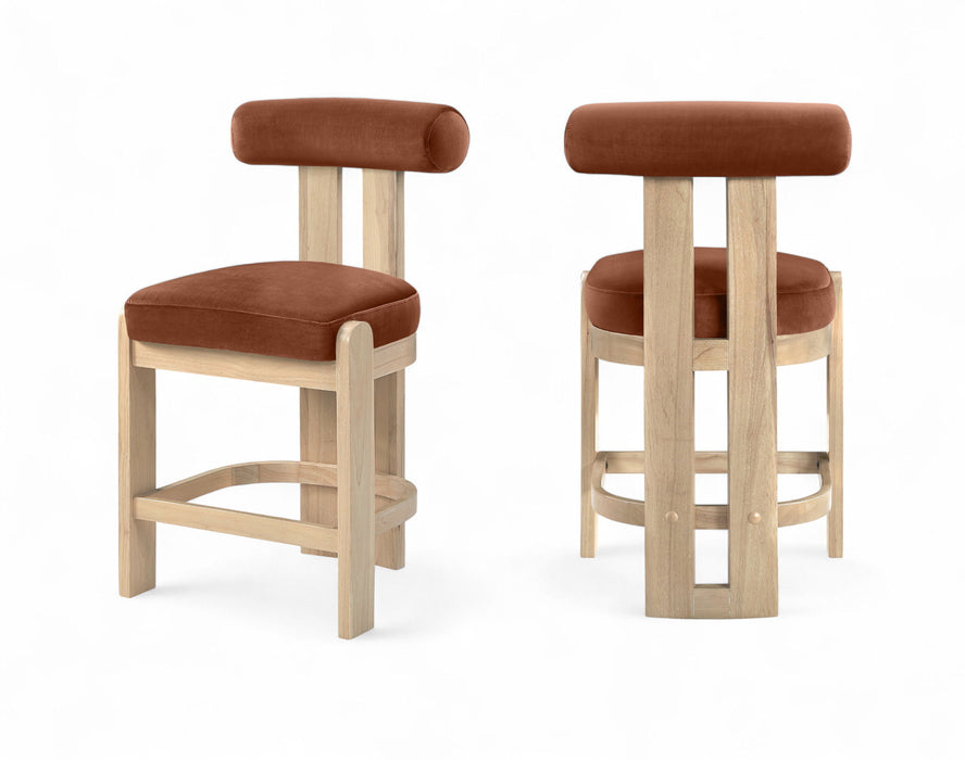 Arienzo - Velvet Performance Fabric Upholstered Counter Stool (Set of 2) - Simple Home Plus