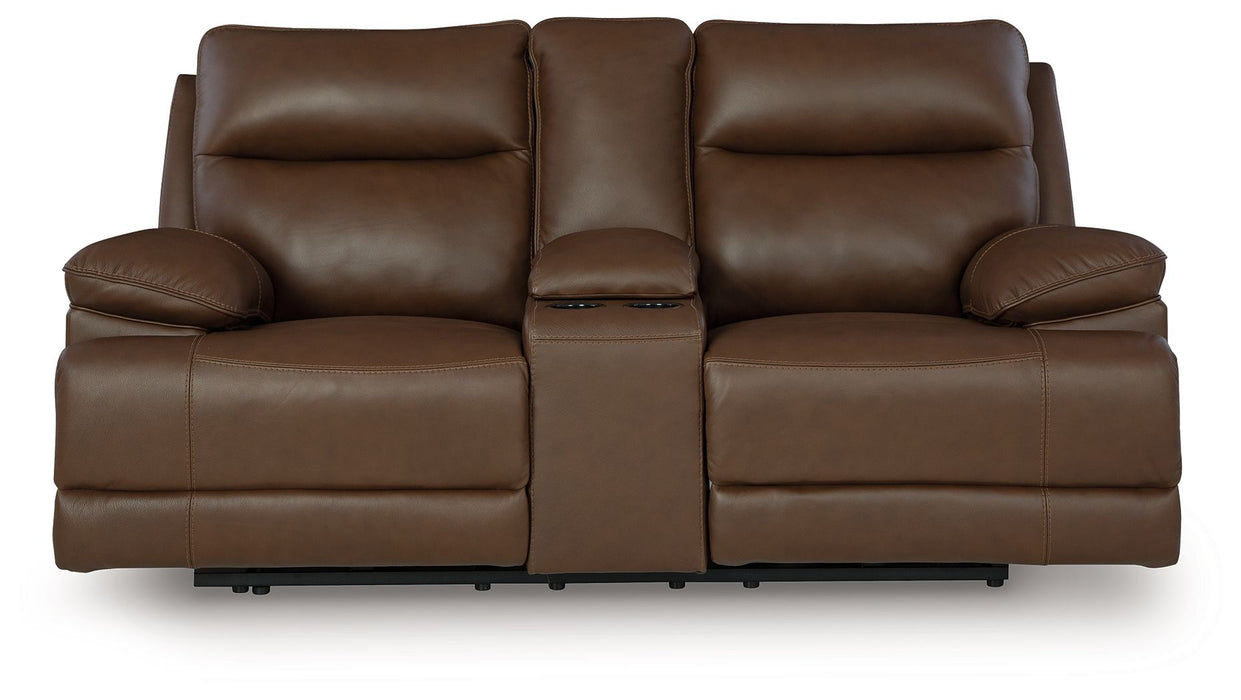 Vonryan - Tobacco - Power Reclining Loveseat With Console / Adj Headrest - Simple Home Plus