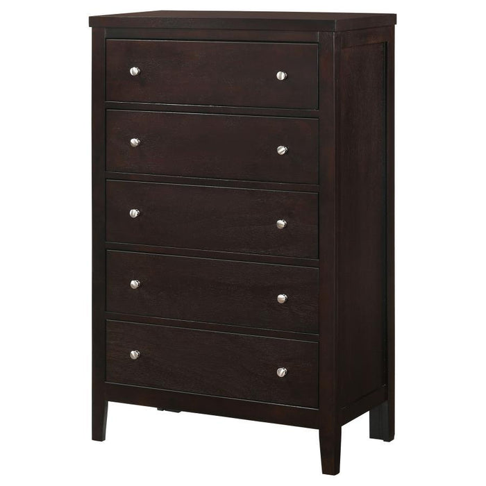 Carlton - 5-Drawer Bedroom Chest - Cappuccino - Simple Home Plus