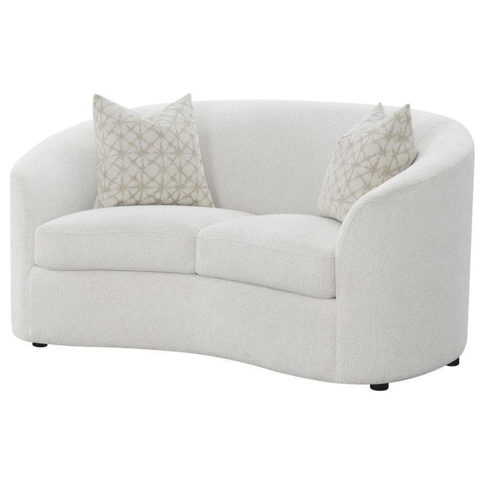 Rainn - Boucle Upholstered Sloped Arm Loveseat - Latte - Simple Home Plus
