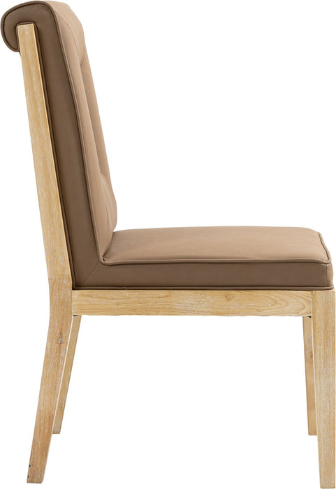 Gwendolyn - Faux Leather Dining Side Chair With Natural Frame (Set of 2) - Simple Home Plus