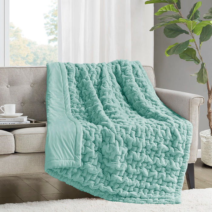 Ruched Throw - Aqua - Simple Home Plus